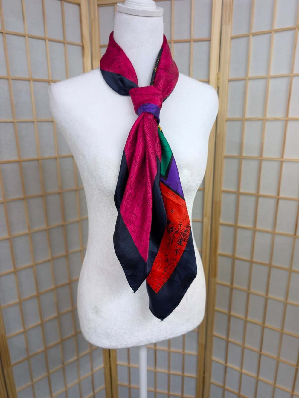 Artsy Satin Scarf Picasso Femme Assise Seated Woman bohemian maximalist vibrant